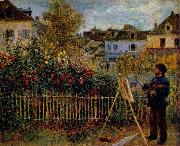 Pierre-Auguste Renoir Claude Monet Painting in His Garden at Argenteuil, painting